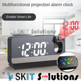 HD LED Projection Alarm Clock Digital Projector Time Display Date Temperature Wall Ceiling Dual Mode
