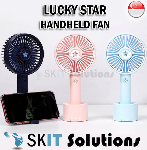 Lucky Star Handheld Fan Phone Stand Portable Lightweight Compact Strong Wind Cooling USB Charging