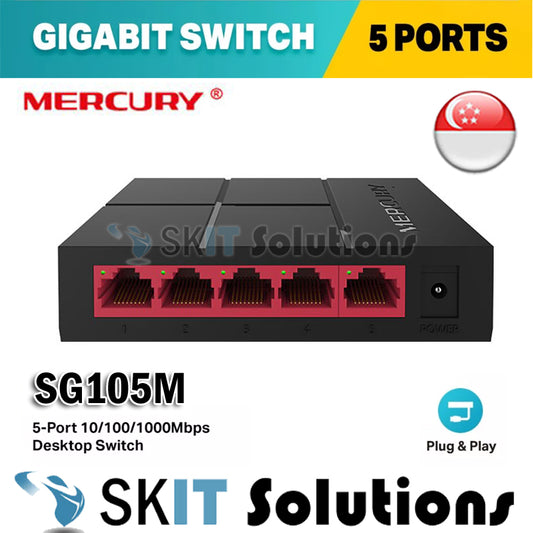 Mercury 5 Port Gigabit Ethernet Network Desktop Switch SG105M 10/100/1000Mbps RJ45 LAN Plug Play Hub