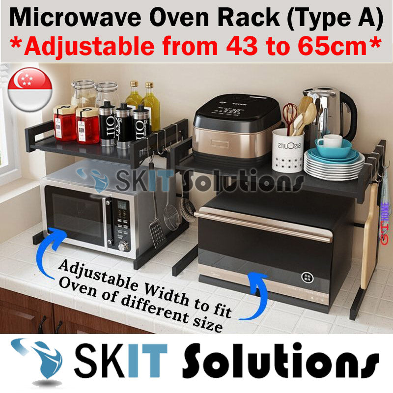 Adjustable Carbon Steel Microwave Oven Rack Kitchen Storage Shelf Organiser 2 Tier from 43~65cm