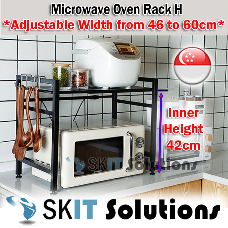 Adjustable Carbon Steel Microwave Oven Rack Kitchen Storage Shelf Organiser 2 Tier from 46~60cm