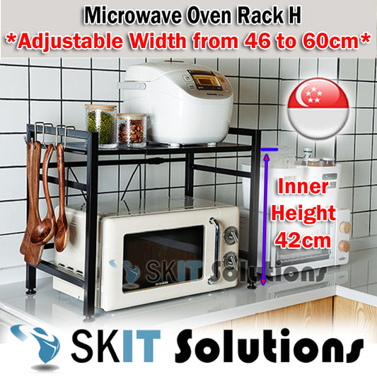 Adjustable Carbon Steel Microwave Oven Rack Kitchen Storage Shelf Organiser 2 Tier from 46~60cm