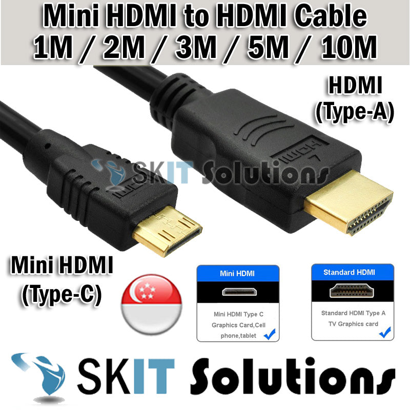 ★Mini HDMI to HDMI Cable for Digital Camera Camcorders to Display Video HDTV Monitor Projector 1080p HD★1/2/3/5/10 Meter
