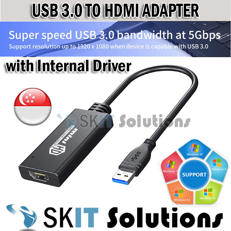 USB 3.0 USB3.0 to HDMI Converter Adapter Cable 1080p PC Laptop to Extended Monitor Mirrored Display