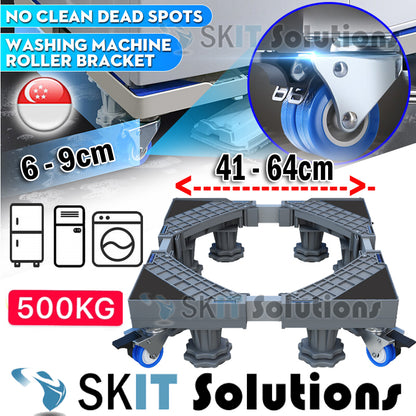 Extendable Movable Base Bracket Stand Trolley Roller Wheels for Heavy Duty Washing Machine Fridge Dryer