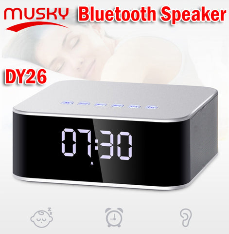 Musky DY26 Bluetooth Speaker Portable Wireless Mini HIFI SD Card FM Radio Clock