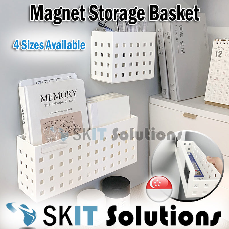 Magnetic Storage Basket Fridge Rack Bathroom Kitchen Hanging Shelf Organizer Box Easy Portable