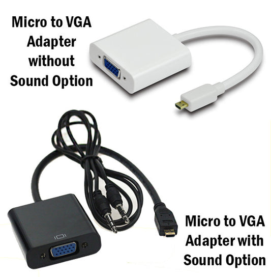 Micro to VGA Adapter Sound Option Converter FHD 1080 Connector TV Cable Output