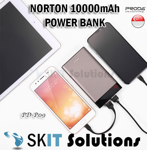 Proda PD-P09 Norton 10000mAh 2.1A Power Bank Powerbank Backup Battery Protection