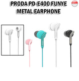 Proda Funye Metal Wired Earphone Earpiece Headphone PD-E400 HD Microphone Clearer Calls Music