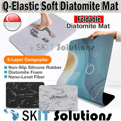 2021 New Product Q-Elastic Diatomite Soft Bath Floor Mat Foldable Rubber Ultra Absorbent Dry Anti Slip Bacterial