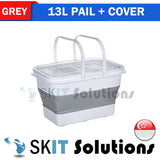 13L Foldable Water Pail+Cover★Collapsible Fishing Car Wash Outdoor Bucket Barrel TUB Basin Camping