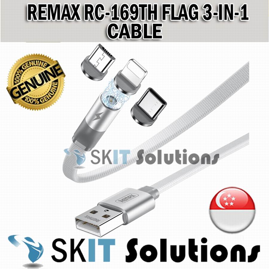 Remax 3IN1 Magnetic Fast Charging Cable Lightning Micro USB TypeC Flag Series 