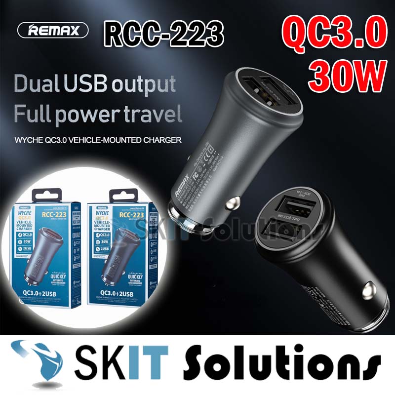 REMAX RCC-223 Wyche QC3.0 Dual USB Port Car Fast Charger 30W