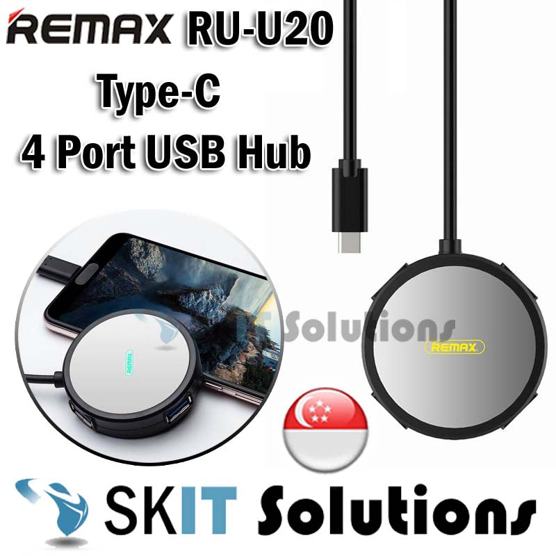 Remax RU-U20 4 USB Port Hub With Type-C Connectivity 30cm