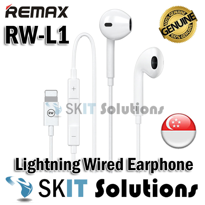 REMAX RW-L1 Lightning Wired In-Ear Earphone Earpiece Headset