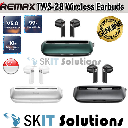 Remax TWS-28 True Wireless Earbuds Bluetooth Touch Ultrathin Metal Music Call Headset Earpiece Mic