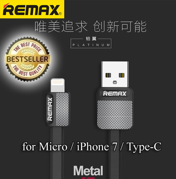Remax Platinum Metal USB Data Charging Cable 1 Meter for Micro/Lightning/Type C
