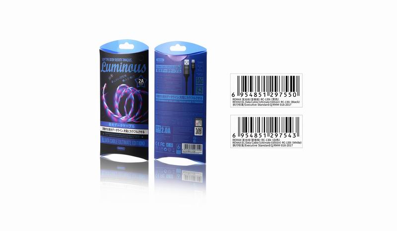 Remax Luminous EL Data Cable iPhone Lightning Wire Colourful Lights Ultimate Edition RC-130i
