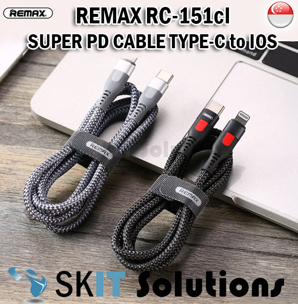 Remax RC-151cl Super PD Data Cable Type C to IOS Fast Speed Charging Lightning Apple Iphone Micro