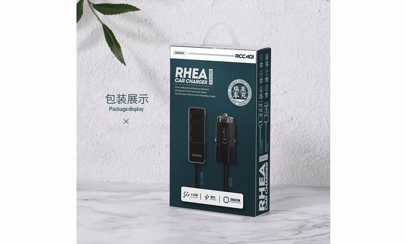 Remax Rhea Car Charger 4 USB Port Ports Vehicle Front Rear RCC401 Charging Charge