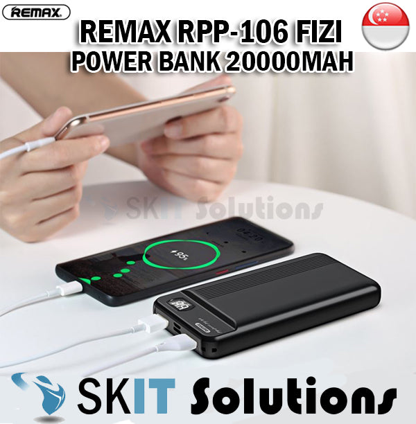 Remax RPP-106 Power Bank 20000mAh Fizi Series High Capacity Long Charging Dual-USB Battery Display