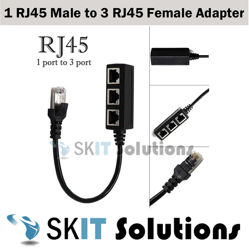 1 RJ45 Male To 3 Female LAN Port Network Splitter Ethernet Adapter