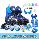 Kids to Adults Adjustable Inline Roller Skates Blade with Single Light-Up Wheel Scooter Skating