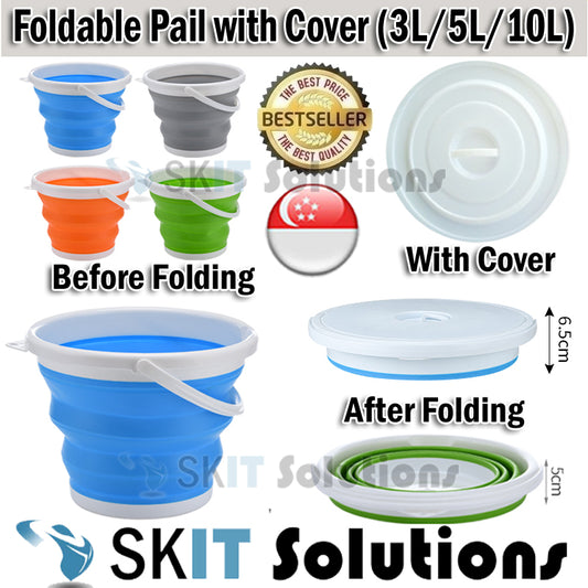 3L/5L/10L Foldable Water Pail+Cover★Collapsible Outdoor Bucket Barrel TUB Car Washing Fishing Camping