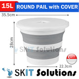 15L Foldable Water Pail+Cover★Collapsible Outdoor Bucket Barrel TUB Basin Car Wash Fishing Camping