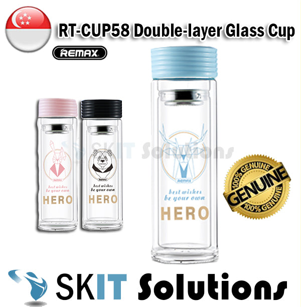 REMAX RT-CUP58 Hero Series Double-Layer Glass Cup 300ml with Heat Resistance