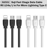 Remax RC-134m/a/i Suji Data Cable Micro Type C Lightning Android Samsung iPhone