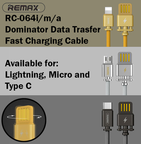 Remax RC-064m/i/a Dominator Fast Charging Data Cable Micro Lightning Type C