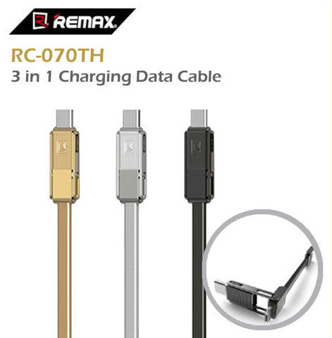 Remax RC-070TH Gplex 3 in 1 Charging Data USB Cable Lightning Micro Andriod IOS