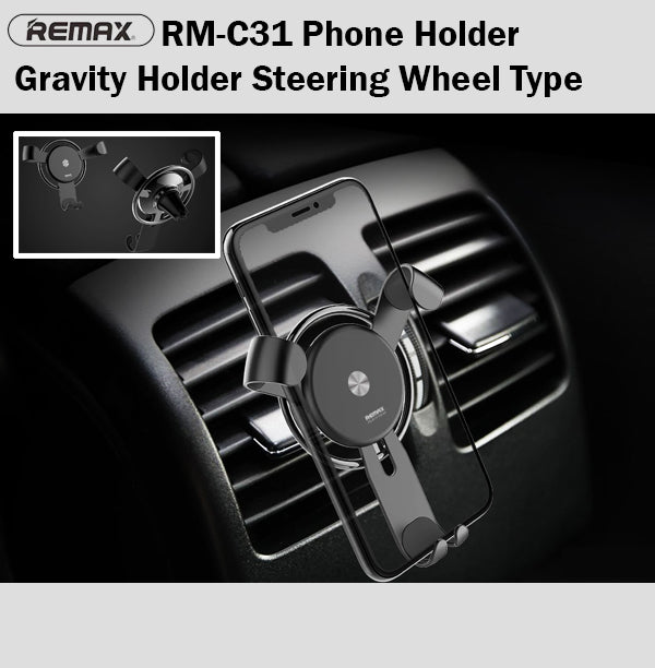 Remax RM-C31 Steering Wheel Gravity Phone Holder Car Air Vent iPhone Samsung
