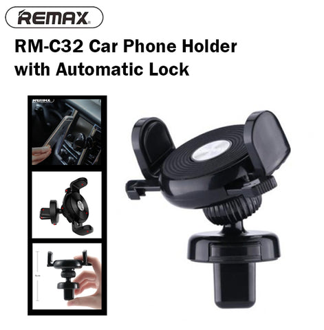 Remax RM-C32 Car Phone Holder Automatic Lock Mechanism iPhone Samsung Android