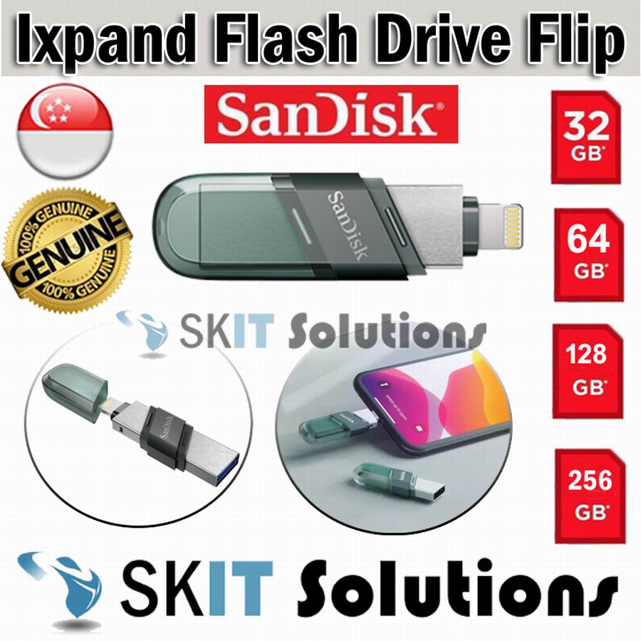 SanDisk iXpand Flip OTG Flash Thumb Pen Drive Thumbdrive Flashdrive Pendrive USB 3.1 iPhone iPad ★32GB 64GB 128GB 256GB