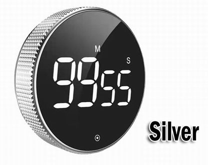 Rotation Countdown Timer Large LCD Display LED Magnetic Stopwatch Rotary Alarm Clock for Kitchen Cooking Baking Studying