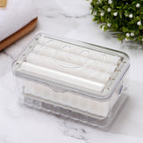 Smiling Face Soap Box with Lid Easy Clean Portable Sponge Drain Holder Storage Case Bathroom Kitchen