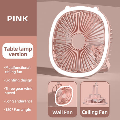 Table Lamp and Desktop Fan Cooling Wind Rechargeable Wall Hanging Multifunction Portable Adjustable