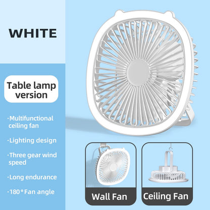 Table Lamp and Desktop Fan Cooling Wind Rechargeable Wall Hanging Multifunction Portable Adjustable