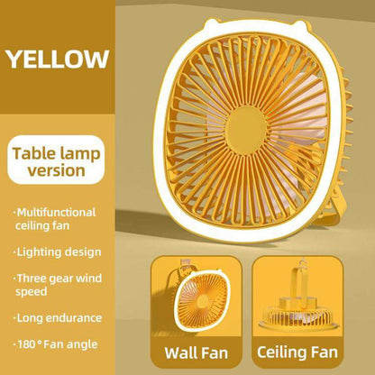 Table Lamp and Desktop Fan Cooling Wind Rechargeable Wall Hanging Multifunction Portable Adjustable