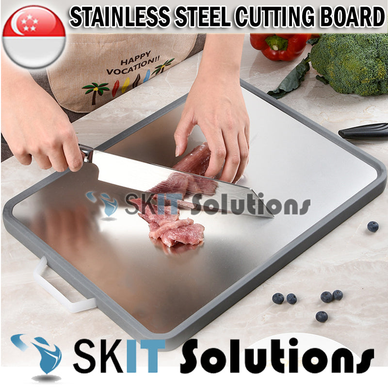 Durable 2in1 Stainless Steel Cutting Chopping Board Easy Grip Anti Slip