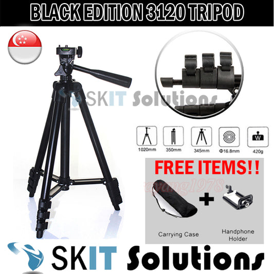 Black Edition Mini Tripod 3120+Phone Bracket★Mobile Handphone Digital Camera★Light Weight★