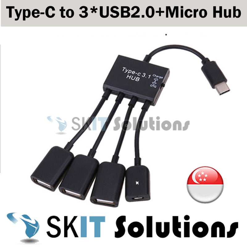 ★USB 3.1 TYPE-C TO 3*USB 2.0 Port + MICRO USB HUB for Charging+OTG★