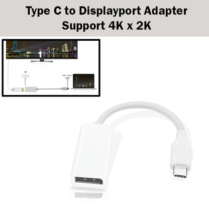 Type C to Displayport Adapter Converter USB 3.1 Display Port Type-C Plug Play