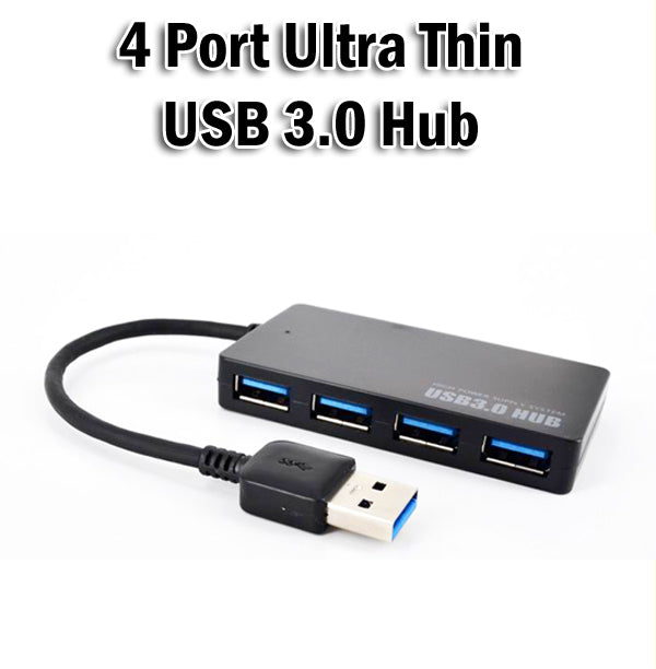4 Port USB 3.0 Ultra Thin High Speed Super USB3.0 4-Port 5GBPS Hub Black