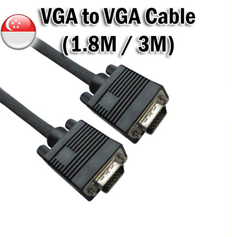 1.8M / 3M VGA to VGA Cable Male to Male Extension Monitor HD15M 15 Pin Connector