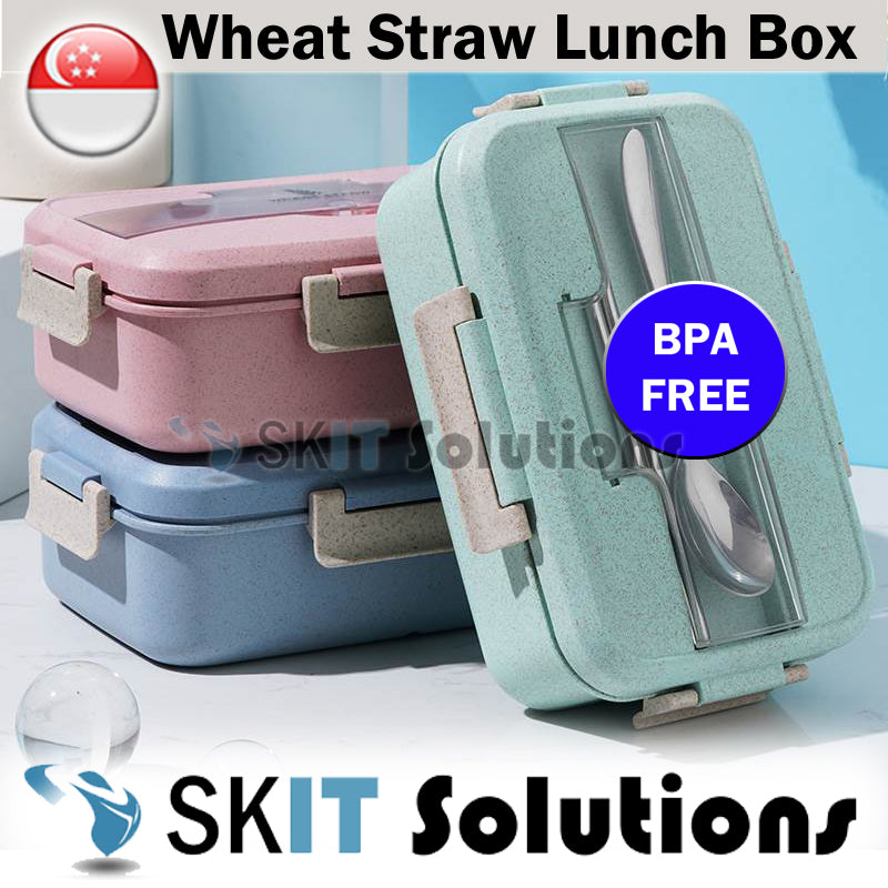 ★Wheat Straw Lunch Box BPA Free Foods Container Bento Box Cutlery★Microwaveable Safe★Picnic Office★