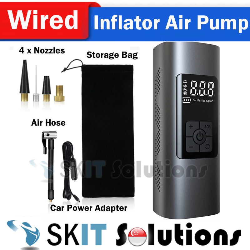 Portable Wireless 6000mAh Air Compressor Inflator Cordless Wired Pump Car Bicycle Tyre Pressure Tire